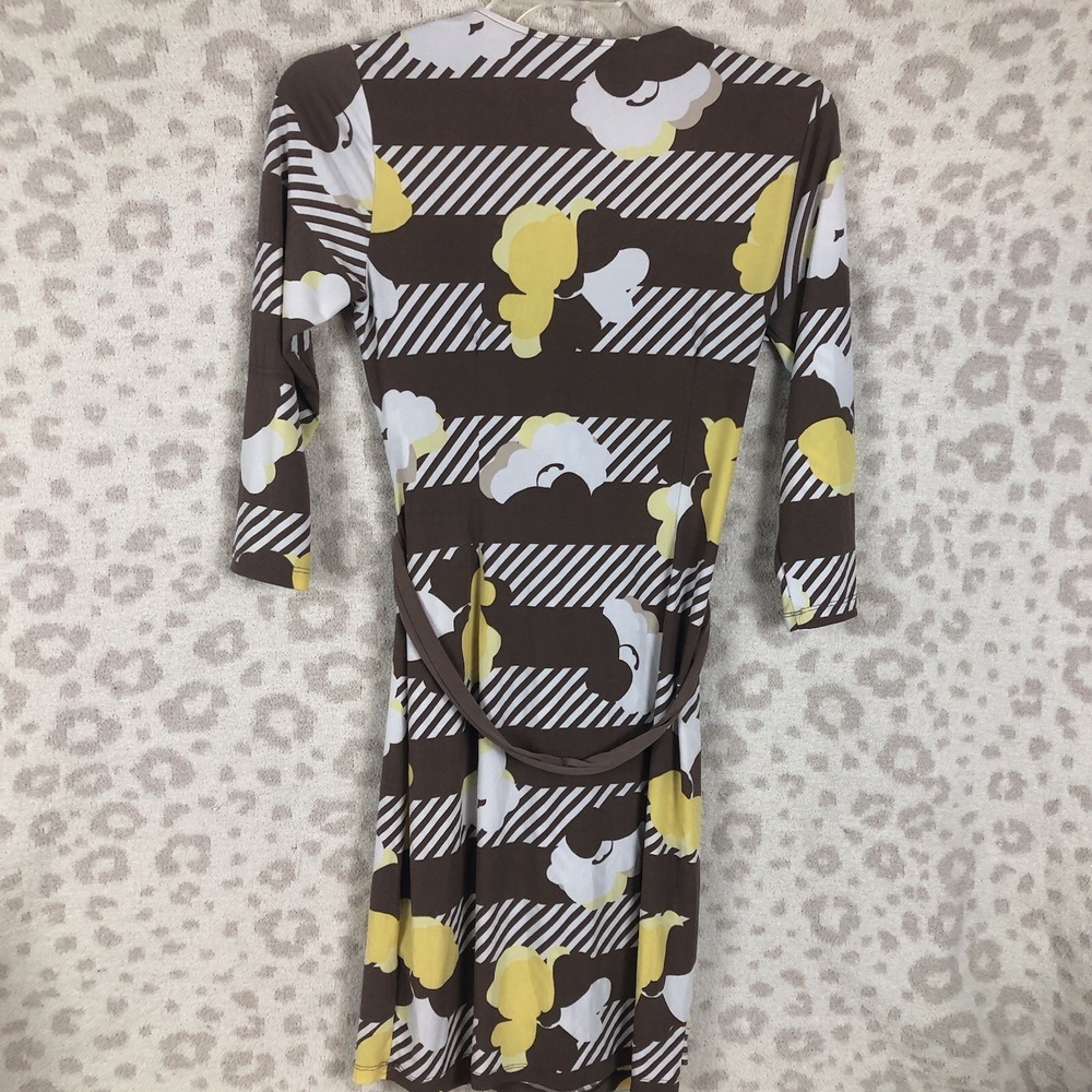 New York and Company dress women's size S brown white yellow floral geometrical - Picture 2 of 7